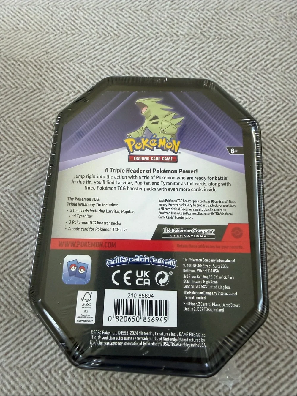 Pokémon Tyranitar Collector Tin WITH PACKS- NEW